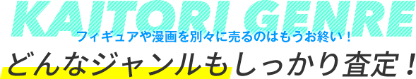フィギュアや漫画を別々に売るのはもうお終い！どんなジャンルもしっかり査定！